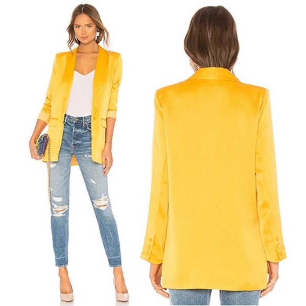 L'Academie The Fleur Front Button Women's Blazer in Mustard Yellow Size: XS NWT - Picture 1 of 7